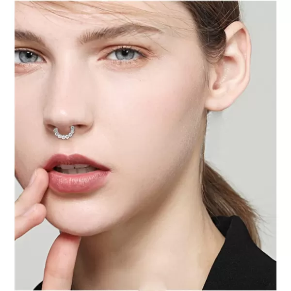 16G Sterling Silver Piercing Nose Ring Bezel Cubic Zirconia Septum Hinged Segment Daith 8mm Small Hoop for Women Girls CZ Cartilage Tragus Stud Earring Hypoallergenic Body Pierced Jewelry 1 Piece16G Sterling Silver Piercing Nose Ring Bezel Cubic Zirconia Septum Hinged Segment Daith 8mm Small Hoop for Women Girls CZ Cartilage Tragus Stud Earring Hypoallergenic Body Pierced Jewelry 1 Piece