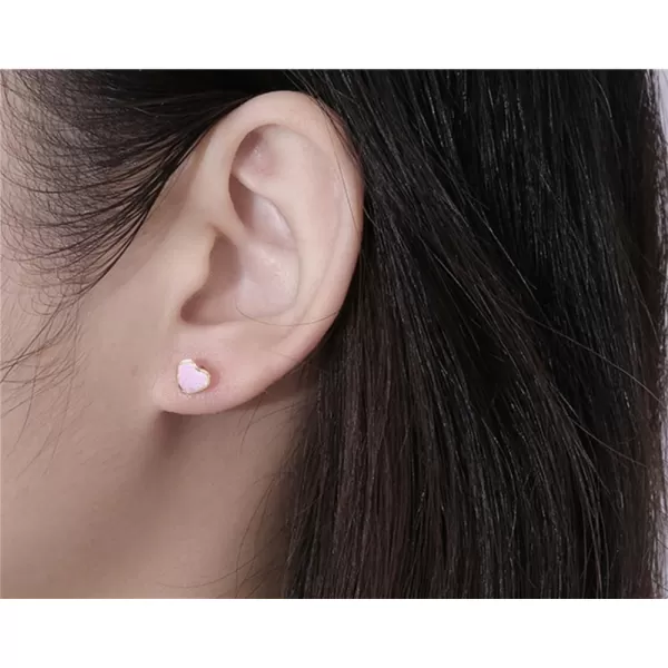 18g Titanium Heart Love Earrings for Women Girls 14k Gold Plated Stainless Steel Hypoallergenic Cute Tiny Sequins Stud Cartilage Tragus Screw Back Post Piercing Sensitive EarPink