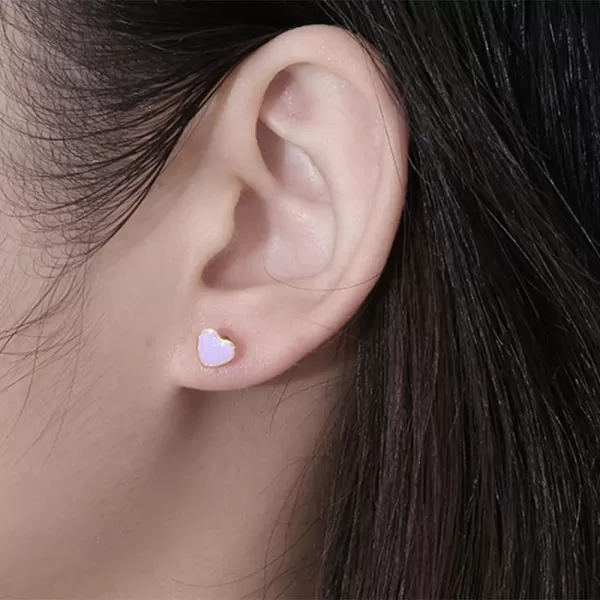 18g Titanium Heart Love Earrings for Women Girls 14k Gold Plated Stainless Steel Hypoallergenic Cute Tiny Sequins Stud Cartilage Tragus Screw Back Post Piercing Sensitive EarPurple