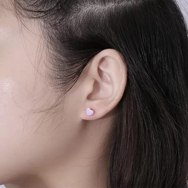 18g Titanium Heart Love Earrings for Women Girls 14k Gold Plated Stainless Steel Hypoallergenic Cute Tiny Sequins Stud Cartilage Tragus Screw Back Post Piercing Sensitive EarPurple