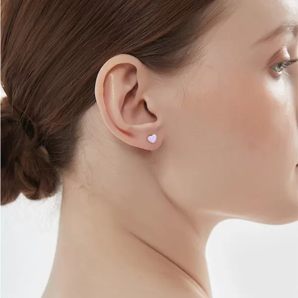 18g Titanium Heart Love Earrings for Women Girls 14k Gold Plated Stainless Steel Hypoallergenic Cute Tiny Sequins Stud Cartilage Tragus Screw Back Post Piercing Sensitive EarPurple