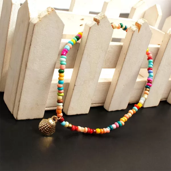 2 PCS Gold Seashell Beaded Anklet Set for Women Girls Cute Conch Layered Elastic Foot Chain Bracelet Bohemian Colorful Seeds Handmade Nickel Free Seabeach Vacation Y2K Jewelry2 PCS Gold Seashell Beaded Anklet Set for Women Girls Cute Conch Layered Elastic Foot Chain Bracelet Bohemian Colorful Seeds Handmade Nickel Free Seabeach Vacation Y2K Jewelry