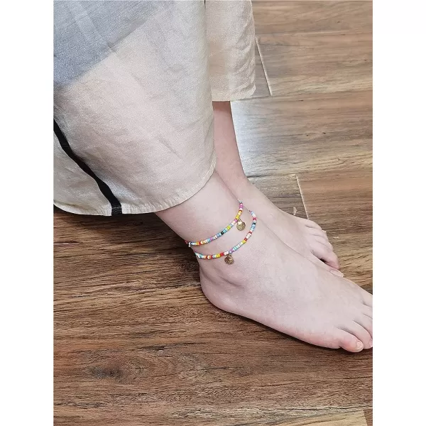 2 PCS Gold Seashell Beaded Anklet Set for Women Girls Cute Conch Layered Elastic Foot Chain Bracelet Bohemian Colorful Seeds Handmade Nickel Free Seabeach Vacation Y2K Jewelry2 PCS Gold Seashell Beaded Anklet Set for Women Girls Cute Conch Layered Elastic Foot Chain Bracelet Bohemian Colorful Seeds Handmade Nickel Free Seabeach Vacation Y2K Jewelry