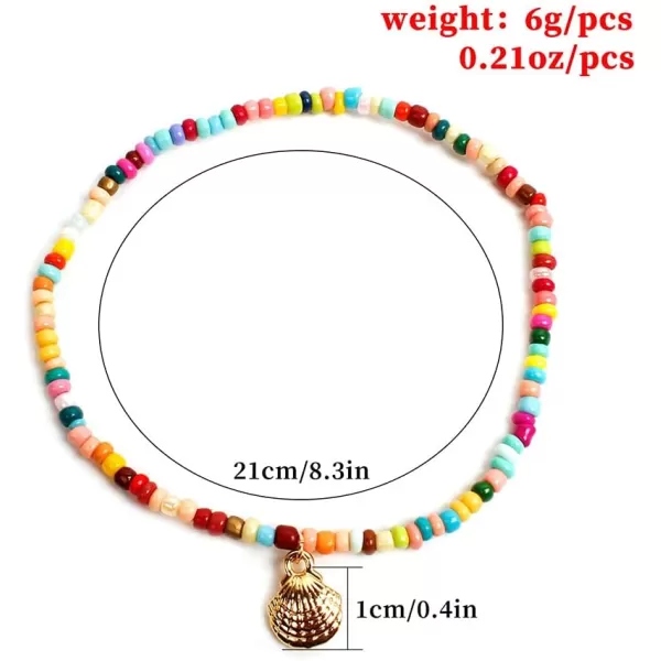 2 PCS Gold Seashell Beaded Anklet Set for Women Girls Cute Conch Layered Elastic Foot Chain Bracelet Bohemian Colorful Seeds Handmade Nickel Free Seabeach Vacation Y2K Jewelry2 PCS Gold Seashell Beaded Anklet Set for Women Girls Cute Conch Layered Elastic Foot Chain Bracelet Bohemian Colorful Seeds Handmade Nickel Free Seabeach Vacation Y2K Jewelry