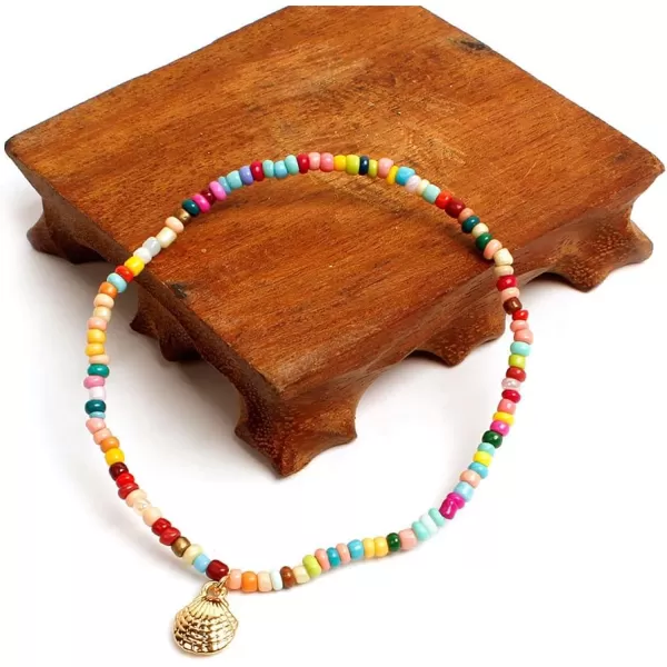 2 PCS Gold Seashell Beaded Anklet Set for Women Girls Cute Conch Layered Elastic Foot Chain Bracelet Bohemian Colorful Seeds Handmade Nickel Free Seabeach Vacation Y2K Jewelry2 PCS Gold Seashell Beaded Anklet Set for Women Girls Cute Conch Layered Elastic Foot Chain Bracelet Bohemian Colorful Seeds Handmade Nickel Free Seabeach Vacation Y2K Jewelry
