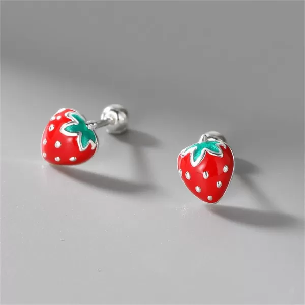20g Dainty Strawberry Fruits Stud Earrings 925 Sterling Silver Hypoallergenic Small Stud Cartilage Earring for Women Girls Red Green Enamel Ball Screw Back Piercing Jewelry Cute Gifts Birthday Christmas20g Dainty Strawberry Fruits Stud Earrings 925 Sterling Silver Hypoallergenic Small Stud Cartilage Earring for Women Girls Red Green Enamel Ball Screw Back Piercing Jewelry Cute Gifts Birthday Christmas
