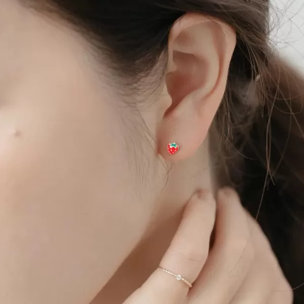 20g Dainty Strawberry Fruits Stud Earrings 925 Sterling Silver Hypoallergenic Small Stud Cartilage Earring for Women Girls Red Green Enamel Ball Screw Back Piercing Jewelry Cute Gifts Birthday Christmas20g Dainty Strawberry Fruits Stud Earrings 925 Sterling Silver Hypoallergenic Small Stud Cartilage Earring for Women Girls Red Green Enamel Ball Screw Back Piercing Jewelry Cute Gifts Birthday Christmas
