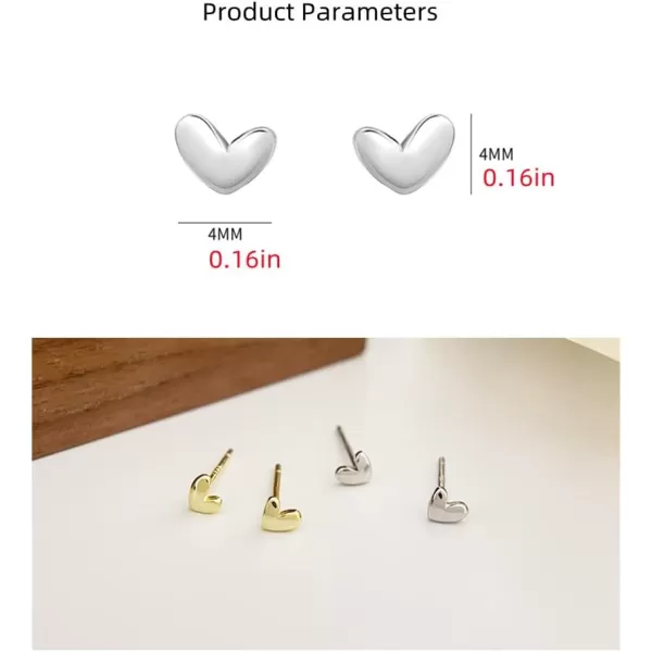 20g Mini Heart Sterling Silver Hypoallergenic Pierced Earrings for Women Girls Teens Minimalist Love Hearted Bead Stud Tiny Small Cartilage Tragus Post Pin Cute Birthday Christmas Thanksgiving Jewelry GiftsGold