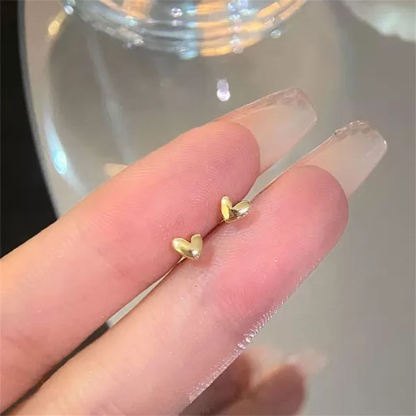 20g Mini Heart Sterling Silver Hypoallergenic Pierced Earrings for Women Girls Teens Minimalist Love Hearted Bead Stud Tiny Small Cartilage Tragus Post Pin Cute Birthday Christmas Thanksgiving Jewelry GiftsGold
