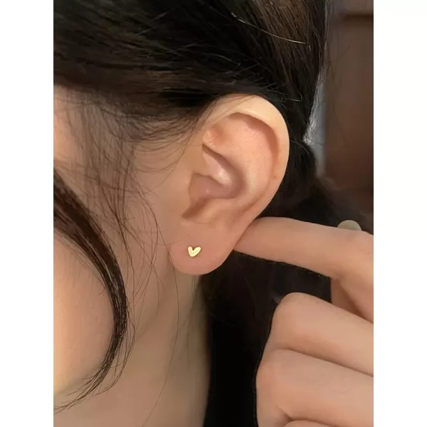 20g Mini Heart Sterling Silver Hypoallergenic Pierced Earrings for Women Girls Teens Minimalist Love Hearted Bead Stud Tiny Small Cartilage Tragus Post Pin Cute Birthday Christmas Thanksgiving Jewelry GiftsGold