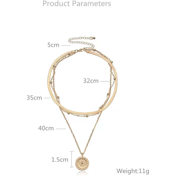 3 Layered Engraved Coin Pendant Necklaces for Women Girls Boho Round Disc Charm Snake Ball Beaded Chain Adjustable Fashion Choker Necklaces Y2K Jewelry Gold3 Layered Engraved Coin Pendant Necklaces for Women Girls Boho Round Disc Charm Snake Ball Beaded Chain Adjustable Fashion Choker Necklaces Y2K Jewelry Gold