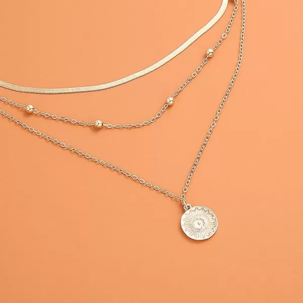 3 Layered Engraved Coin Pendant Necklaces for Women Girls Boho Round Disc Charm Snake Ball Beaded Chain Adjustable Fashion Choker Necklaces Y2K Jewelry Gold3 Layered Engraved Coin Pendant Necklaces for Women Girls Boho Round Disc Charm Snake Ball Beaded Chain Adjustable Fashion Choker Necklaces Y2K Jewelry Gold