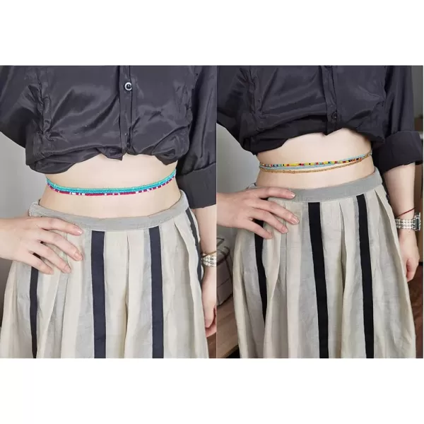 6 PCS Boho Bead Elastic Waits Chain Layered Choker Necklaces Bracelets for Women Girls Bohemian Colorful Beaded Belly Chains Summer Bikini Beach Pool Vacation Y2K Body Jewelry6 PCS Boho Bead Elastic Waits Chain Layered Choker Necklaces Bracelets for Women Girls Bohemian Colorful Beaded Belly Chains Summer Bikini Beach Pool Vacation Y2K Body Jewelry