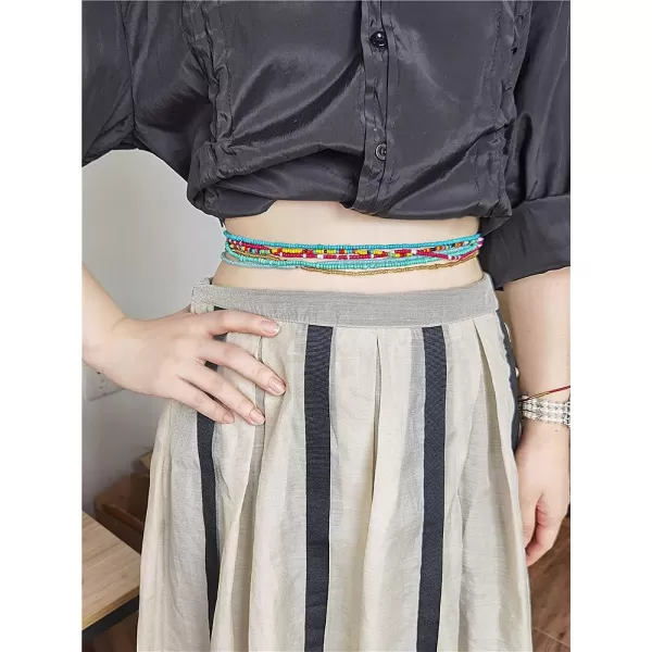 6 PCS Boho Bead Elastic Waits Chain Layered Choker Necklaces Bracelets for Women Girls Bohemian Colorful Beaded Belly Chains Summer Bikini Beach Pool Vacation Y2K Body Jewelry6 PCS Boho Bead Elastic Waits Chain Layered Choker Necklaces Bracelets for Women Girls Bohemian Colorful Beaded Belly Chains Summer Bikini Beach Pool Vacation Y2K Body Jewelry