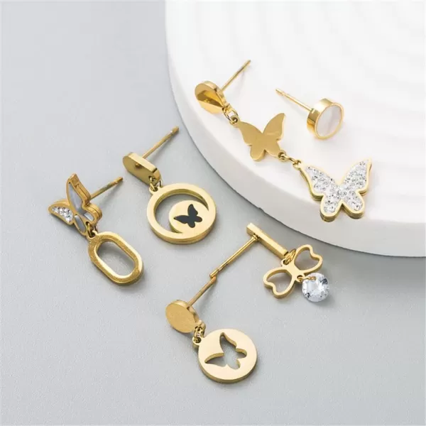 6 PCS Butterfly Dangle Stud Earrings Set Stainless Steel Hypoallergenic Earring for Women Girls Gold Plated Cubic Zirconia Crystal Charms Drop Cute Dainty Birthday Wedding Holiday Jewelry Gifts6 PCS Butterfly Dangle Stud Earrings Set Stainless Steel Hypoallergenic Earring for Women Girls Gold Plated Cubic Zirconia Crystal Charms Drop Cute Dainty Birthday Wedding Holiday Jewelry Gifts