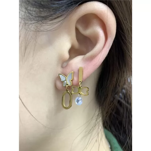 6 PCS Butterfly Dangle Stud Earrings Set Stainless Steel Hypoallergenic Earring for Women Girls Gold Plated Cubic Zirconia Crystal Charms Drop Cute Dainty Birthday Wedding Holiday Jewelry Gifts6 PCS Butterfly Dangle Stud Earrings Set Stainless Steel Hypoallergenic Earring for Women Girls Gold Plated Cubic Zirconia Crystal Charms Drop Cute Dainty Birthday Wedding Holiday Jewelry Gifts