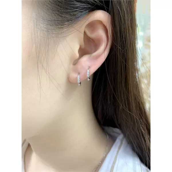 8mm Sterling Silver CZ Huggie Small Hoop Earrings for Women Girl Hypoallergenic Tiny Sleeper Cartilage Cuff JewerlySilver