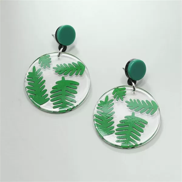 Acrylic Round Leaf Dangle Earrings for Women Girls Retro Resin Transparent Pressed Green Palm Disc Drop Dangling Circle Stud Earring Delicate Birthday Wedding Party Y2K JewelryAcrylic Round Leaf Dangle Earrings for Women Girls Retro Resin Transparent Pressed Green Palm Disc Drop Dangling Circle Stud Earring Delicate Birthday Wedding Party Y2K Jewelry