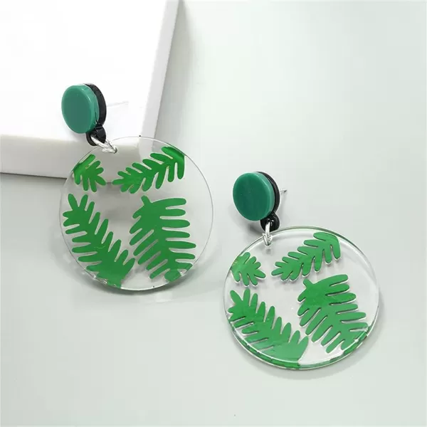 Acrylic Round Leaf Dangle Earrings for Women Girls Retro Resin Transparent Pressed Green Palm Disc Drop Dangling Circle Stud Earring Delicate Birthday Wedding Party Y2K JewelryAcrylic Round Leaf Dangle Earrings for Women Girls Retro Resin Transparent Pressed Green Palm Disc Drop Dangling Circle Stud Earring Delicate Birthday Wedding Party Y2K Jewelry