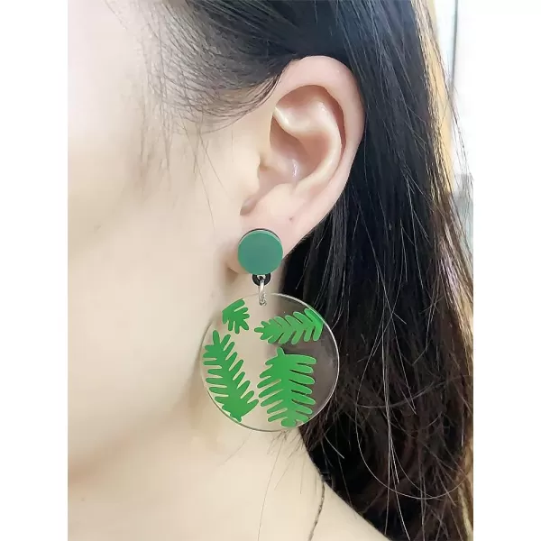 Acrylic Round Leaf Dangle Earrings for Women Girls Retro Resin Transparent Pressed Green Palm Disc Drop Dangling Circle Stud Earring Delicate Birthday Wedding Party Y2K JewelryAcrylic Round Leaf Dangle Earrings for Women Girls Retro Resin Transparent Pressed Green Palm Disc Drop Dangling Circle Stud Earring Delicate Birthday Wedding Party Y2K Jewelry