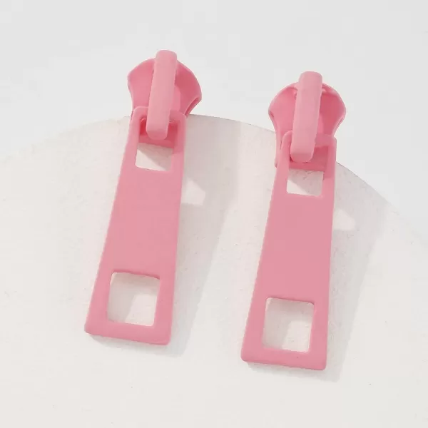 Acrylic Zipper Dangle Stud Earrings for Women Girls Fashion Cute Zipper Puller Drop Colorful Creative Stud Unique Christmas Y2K Party BFF Jewelry GiftsPink