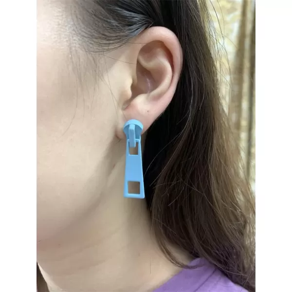 Acrylic Zipper Dangle Stud Earrings for Women Girls Fashion Cute Zipper Puller Drop Colorful Creative Stud Unique Christmas Y2K Party BFF Jewelry GiftsBlue
