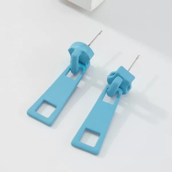 Acrylic Zipper Dangle Stud Earrings for Women Girls Fashion Cute Zipper Puller Drop Colorful Creative Stud Unique Christmas Y2K Party BFF Jewelry GiftsBlue