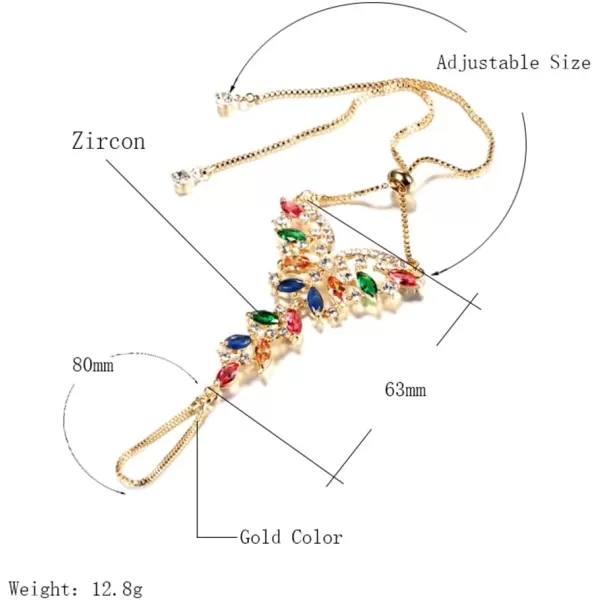 Boho Butterfly Finger Ring Bracelet for Women Girls 14K Gold Plated Colorful Cubic Zirconia Slave Hand Chain Harness Bangle Gypsy Bollywood Wedding Birthday Christmas Party Y2K Jewelry Delicate Gift 1 PCBoho Butterfly Finger Ring Bracelet for Women Girls 14K Gold Plated Colorful Cubic Zirconia Slave Hand Chain Harness Bangle Gypsy Bollywood Wedding Birthday Christmas Party Y2K Jewelry Delicate Gift 1 PC
