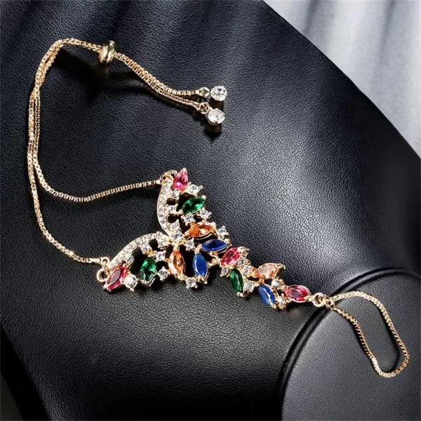 Boho Butterfly Finger Ring Bracelet for Women Girls 14K Gold Plated Colorful Cubic Zirconia Slave Hand Chain Harness Bangle Gypsy Bollywood Wedding Birthday Christmas Party Y2K Jewelry Delicate Gift 1 PCBoho Butterfly Finger Ring Bracelet for Women Girls 14K Gold Plated Colorful Cubic Zirconia Slave Hand Chain Harness Bangle Gypsy Bollywood Wedding Birthday Christmas Party Y2K Jewelry Delicate Gift 1 PC