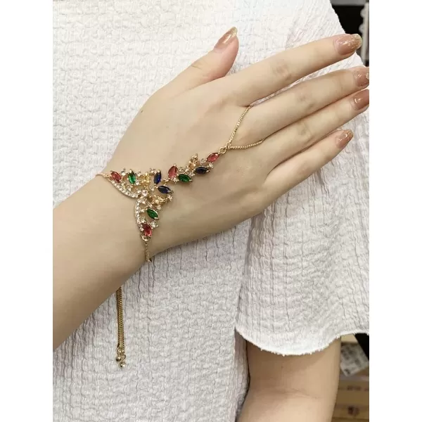 Boho Butterfly Finger Ring Bracelet for Women Girls 14K Gold Plated Colorful Cubic Zirconia Slave Hand Chain Harness Bangle Gypsy Bollywood Wedding Birthday Christmas Party Y2K Jewelry Delicate Gift 1 PCBoho Butterfly Finger Ring Bracelet for Women Girls 14K Gold Plated Colorful Cubic Zirconia Slave Hand Chain Harness Bangle Gypsy Bollywood Wedding Birthday Christmas Party Y2K Jewelry Delicate Gift 1 PC
