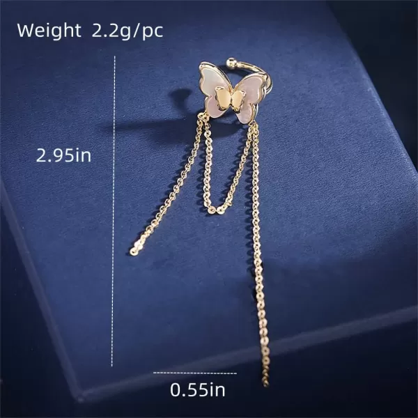 Butterfly Tassel Danlge Cuff Cartilage Earring for Women Girls Hypoallergenic Non Piercing Ear Gold Plated Shell Pearl Insect Chain Drop Dangling Open Small Hoop Beaded Wrap Fashion Dainty Jewelry 1 PCButterfly Tassel Danlge Cuff Cartilage Earring for Women Girls Hypoallergenic Non Piercing Ear Gold Plated Shell Pearl Insect Chain Drop Dangling Open Small Hoop Beaded Wrap Fashion Dainty Jewelry 1 PC