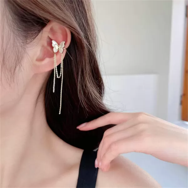 Butterfly Tassel Danlge Cuff Cartilage Earring for Women Girls Hypoallergenic Non Piercing Ear Gold Plated Shell Pearl Insect Chain Drop Dangling Open Small Hoop Beaded Wrap Fashion Dainty Jewelry 1 PCButterfly Tassel Danlge Cuff Cartilage Earring for Women Girls Hypoallergenic Non Piercing Ear Gold Plated Shell Pearl Insect Chain Drop Dangling Open Small Hoop Beaded Wrap Fashion Dainty Jewelry 1 PC