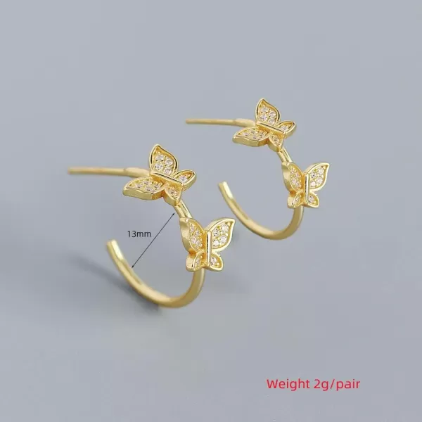 CZ Butterfly Open Small Hoop Piercing Ear Stud Earrings for Women Girls 14K Gold Plated Hypoallergenic Cubic Zirconia Dainty Cute Butterflies Insect Earring Delicate Birthday Wedding Party JewelryCZ Butterfly Open Small Hoop Piercing Ear Stud Earrings for Women Girls 14K Gold Plated Hypoallergenic Cubic Zirconia Dainty Cute Butterflies Insect Earring Delicate Birthday Wedding Party Jewelry