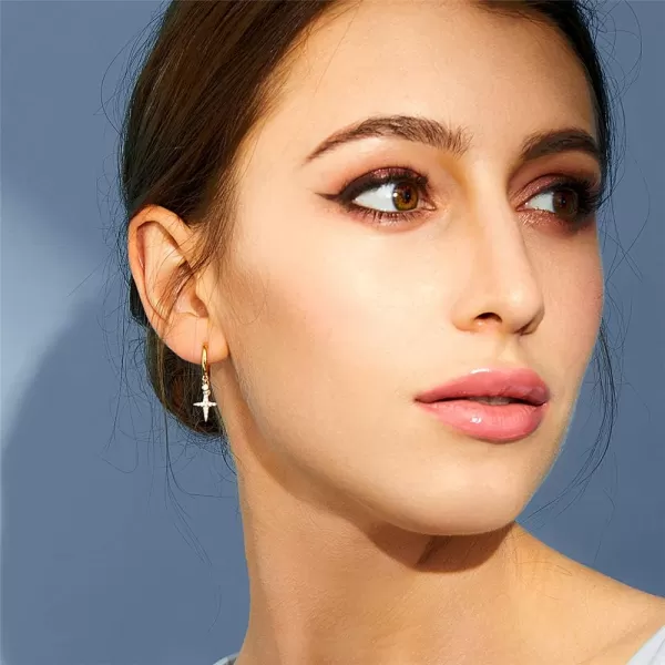 CZ Cross Dangle Hoop Earrings for Women Girls Sterling Silver 14K Gold Plated Charms Round Crystal Drop Dangling Huggie Cartilage Cuff Helix Stud Leverback Christian Jewelry Christmas GiftsCZ Cross Dangle Hoop Earrings for Women Girls Sterling Silver 14K Gold Plated Charms Round Crystal Drop Dangling Huggie Cartilage Cuff Helix Stud Leverback Christian Jewelry Christmas Gifts