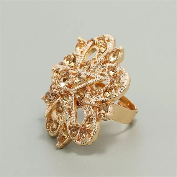 CZ Filigree Star Flower Statement Ring for Women Girls Gold Plated Yellow Crystal Chunky Wide Band Rings Comfort Fit Boho Retro Promise Engagement Wedding Birthday JewelryCZ Filigree Star Flower Statement Ring for Women Girls Gold Plated Yellow Crystal Chunky Wide Band Rings Comfort Fit Boho Retro Promise Engagement Wedding Birthday Jewelry
