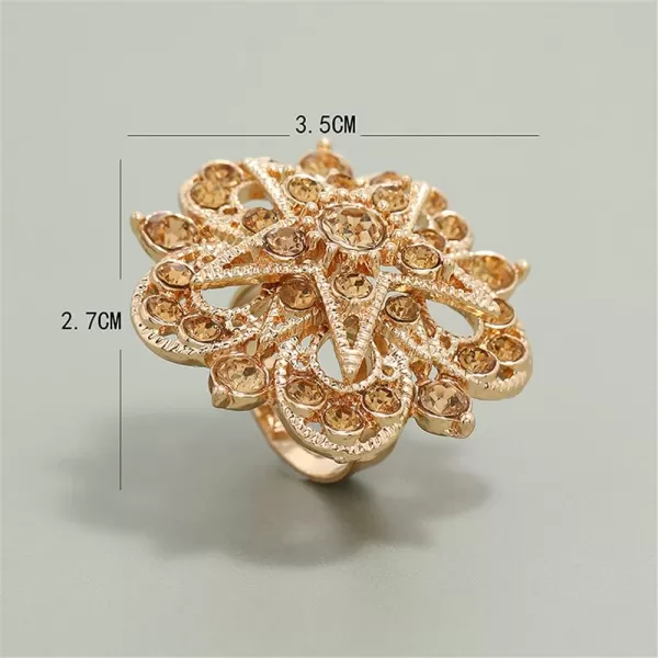 CZ Filigree Star Flower Statement Ring for Women Girls Gold Plated Yellow Crystal Chunky Wide Band Rings Comfort Fit Boho Retro Promise Engagement Wedding Birthday JewelryCZ Filigree Star Flower Statement Ring for Women Girls Gold Plated Yellow Crystal Chunky Wide Band Rings Comfort Fit Boho Retro Promise Engagement Wedding Birthday Jewelry