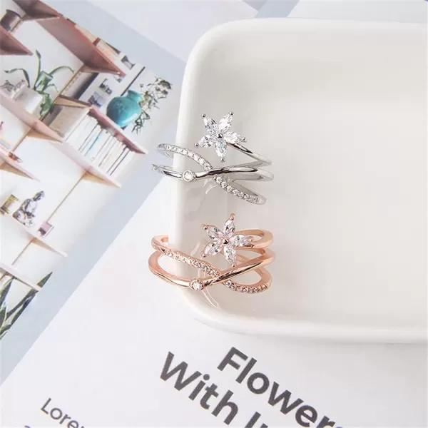 CZ Flower Engagement Ring for Women Girls Statement Rhinestone Daisy Plumeria Layer Overlap Open Band Rings Comfort Fit Wedding Promise Birthday Christmas Jewelry Gift for Bridal Sister Friend Size78CZ Flower Engagement Ring for Women Girls Statement Rhinestone Daisy Plumeria Layer Overlap Open Band Rings Comfort Fit Wedding Promise Birthday Christmas Jewelry Gift for Bridal Sister Friend Size78