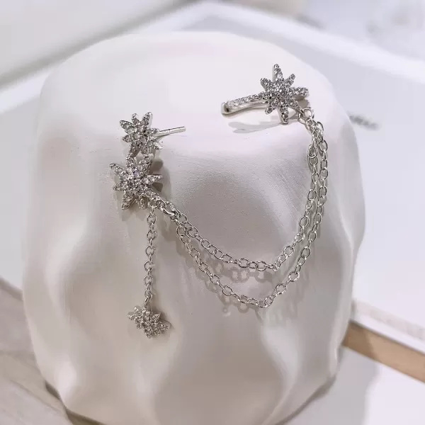 CZ Star Ear Cuff Tassel Stud Earring for Women Girls Cubic Zirconia Charms Huggie Star Small Hoop Cartilage Climber Crawler Wrap Dangle Drop Earring Sterling Silver Post Pin Fashion Jewelry One PieceCZ Star Ear Cuff Tassel Stud Earring for Women Girls Cubic Zirconia Charms Huggie Star Small Hoop Cartilage Climber Crawler Wrap Dangle Drop Earring Sterling Silver Post Pin Fashion Jewelry One Piece