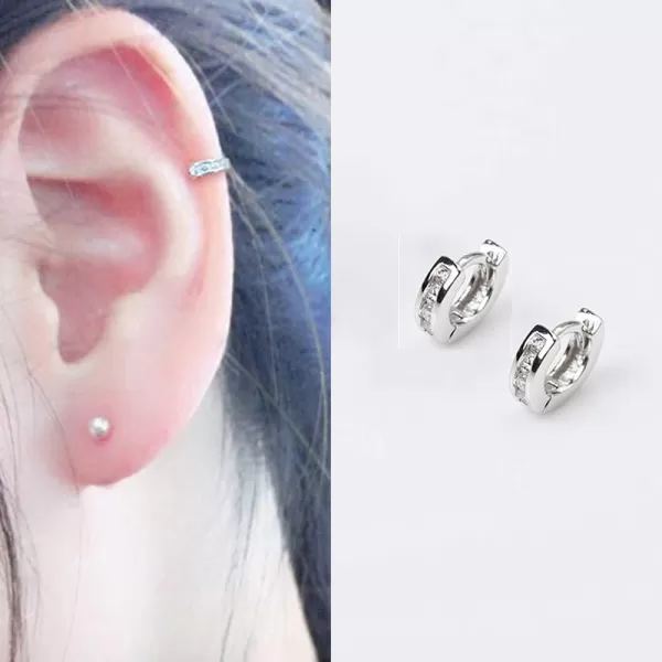 CZ Tiny Small Hoop Earring for Women Teen Girls S925 Sterling Silver Micro Huggie Hoops Upper Hole Ear Cuff Cartilage Hypoallergenic Fashion Mini Crystal Jewelry 45mmCZ Tiny Small Hoop Earring for Women Teen Girls S925 Sterling Silver Micro Huggie Hoops Upper Hole Ear Cuff Cartilage Hypoallergenic Fashion Mini Crystal Jewelry 45mm
