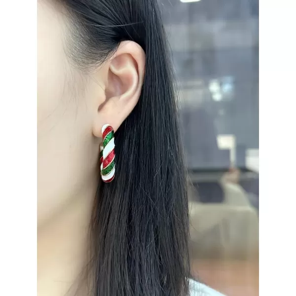 Candy Tube Hoop Earrings for Women Girls Red Green Stripe Chunky Big Christmas Festival Ornament Statement Open Huggie Hoops Dangle Stud Earring Hypoallergenic Thanksgiving Easter Dress AccessoriesCandy Tube Hoop Earrings for Women Girls Red Green Stripe Chunky Big Christmas Festival Ornament Statement Open Huggie Hoops Dangle Stud Earring Hypoallergenic Thanksgiving Easter Dress Accessories