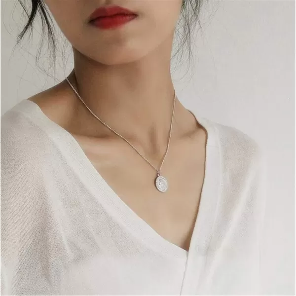 Carved Coin Pendant Necklace for Women Girls Men 925 Sterling Silver 18K White Gold Plated Simple Round Chain GoddessnbspWorship Celebrity Medal ReversiblenbspKeepsake Chic Choker Fashion Jewelry Gifts BoxCarved Coin Pendant Necklace for Women Girls Men 925 Sterling Silver 18K White Gold Plated Simple Round Chain GoddessnbspWorship Celebrity Medal ReversiblenbspKeepsake Chic Choker Fashion Jewelry Gifts Box