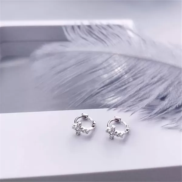 Cross Earrings Cubic Zirconia Cartilage Small Hinged Huggie Hoop Earrings for Women Girls S925 Sterling Silver Tiny CZ Tragus Stud Helix Upper Ear Dainty Crystal Jewelry Christmas Gifts6mm Silver