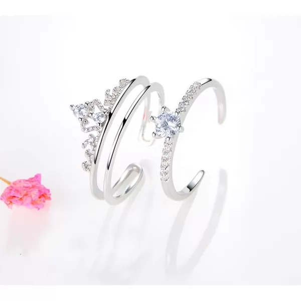 Crown Cubic Zirconia Rings Set for Women Girls Brass White Gold Plated Engagement Statement Expandable Open Finger Ring Adjustable Wedding Birthday Valentines Jewelry for HerCrown Cubic Zirconia Rings Set for Women Girls Brass White Gold Plated Engagement Statement Expandable Open Finger Ring Adjustable Wedding Birthday Valentines Jewelry for Her