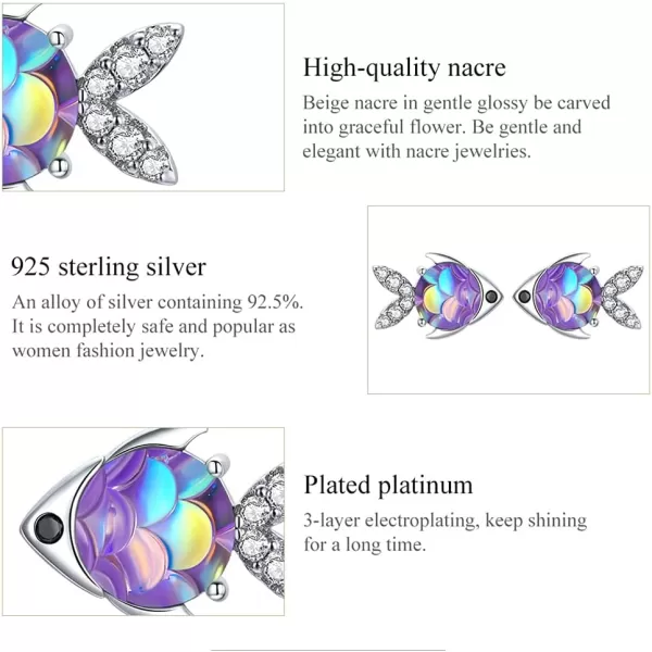 Cute CZ Fish Earrings Studs Hypoallergenic for Women Girls 925 Sterling Silver Cubic Zirconia Nacreous Tiny Small Animal Pet Cartilage Tragus Post Nickel Free Piercing Ear Y2K Jewelry Dainty Gifts for Daughter NieceCute CZ Fish Earrings Studs Hypoallergenic for Women Girls 925 Sterling Silver Cubic Zirconia Nacreous Tiny Small Animal Pet Cartilage Tragus Post Nickel Free Piercing Ear Y2K Jewelry Dainty Gifts for Daughter Niece