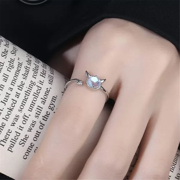 Cute Devil Adjustable Open Wrap Ring for Women Girls Silver Plated Artificial Moonstone Monster Statement Expandable Finger Rings Comfort Fit Christmas Halloween Party Jewelry GiftCute Devil Adjustable Open Wrap Ring for Women Girls Silver Plated Artificial Moonstone Monster Statement Expandable Finger Rings Comfort Fit Christmas Halloween Party Jewelry Gift