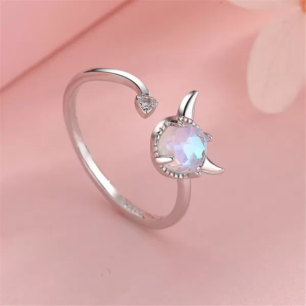 Cute Devil Adjustable Open Wrap Ring for Women Girls Silver Plated Artificial Moonstone Monster Statement Expandable Finger Rings Comfort Fit Christmas Halloween Party Jewelry GiftCute Devil Adjustable Open Wrap Ring for Women Girls Silver Plated Artificial Moonstone Monster Statement Expandable Finger Rings Comfort Fit Christmas Halloween Party Jewelry Gift