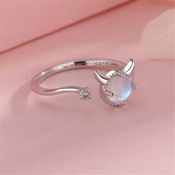 Cute Devil Adjustable Open Wrap Ring for Women Girls Silver Plated Artificial Moonstone Monster Statement Expandable Finger Rings Comfort Fit Christmas Halloween Party Jewelry GiftCute Devil Adjustable Open Wrap Ring for Women Girls Silver Plated Artificial Moonstone Monster Statement Expandable Finger Rings Comfort Fit Christmas Halloween Party Jewelry Gift