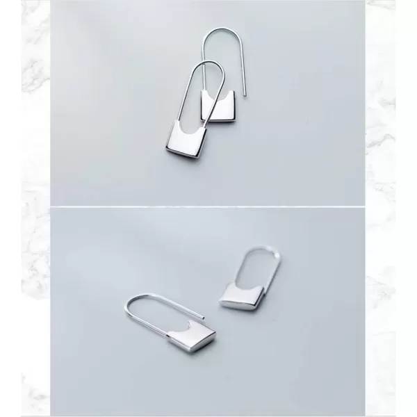 Cute Sterling Silver Safety Pin Small Hoop Earrings for Women Girls Men Cartilage Minimalist Sleeper Hoops Lightweight Personalized Lock Dangle Drop Fashion Jewelry Gifts 24mmSilver