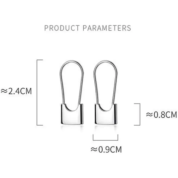 Cute Sterling Silver Safety Pin Small Hoop Earrings for Women Girls Men Cartilage Minimalist Sleeper Hoops Lightweight Personalized Lock Dangle Drop Fashion Jewelry Gifts 24mmSilver