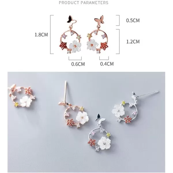 Dainty CZ Flower Butterfly Dangle Stud Earrings for Women Girls Sterling Silver Colorful Cubic Zirconia Star Round Wreath Small Studs Drop Dangling Garden Jewelry Rose GoldDainty CZ Flower Butterfly Dangle Stud Earrings for Women Girls Sterling Silver Colorful Cubic Zirconia Star Round Wreath Small Studs Drop Dangling Garden Jewelry Rose Gold